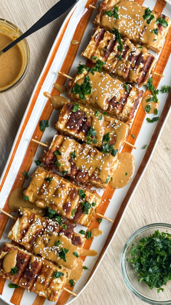 Grilled Peanut Tofu Skewers