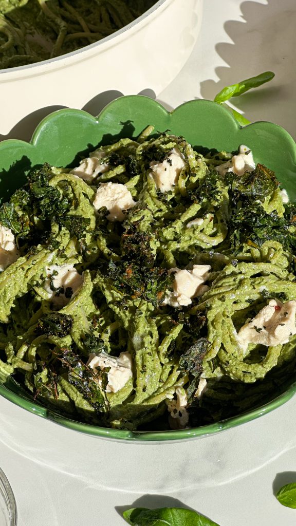 High-Protein Kale Pesto Pasta