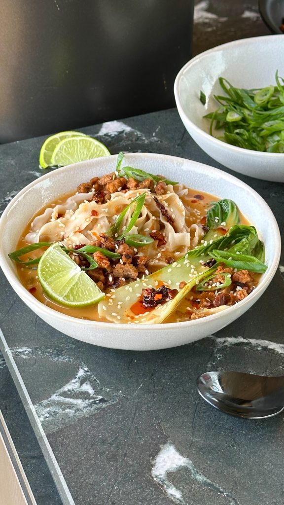Spicy Peanut and Coconut Noodle Soup