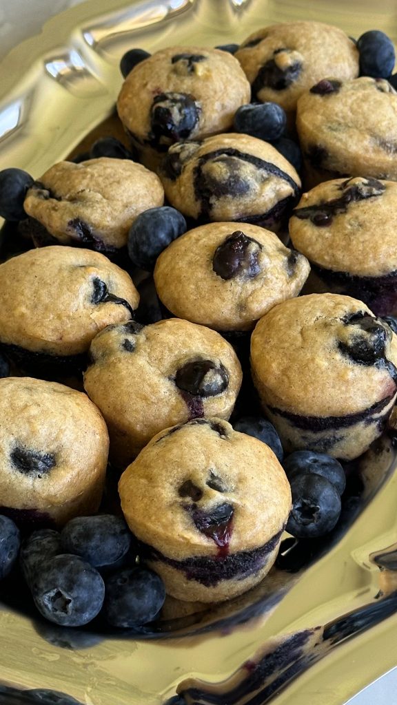 5 Ingredient Mini Banana Blueberry Muffins