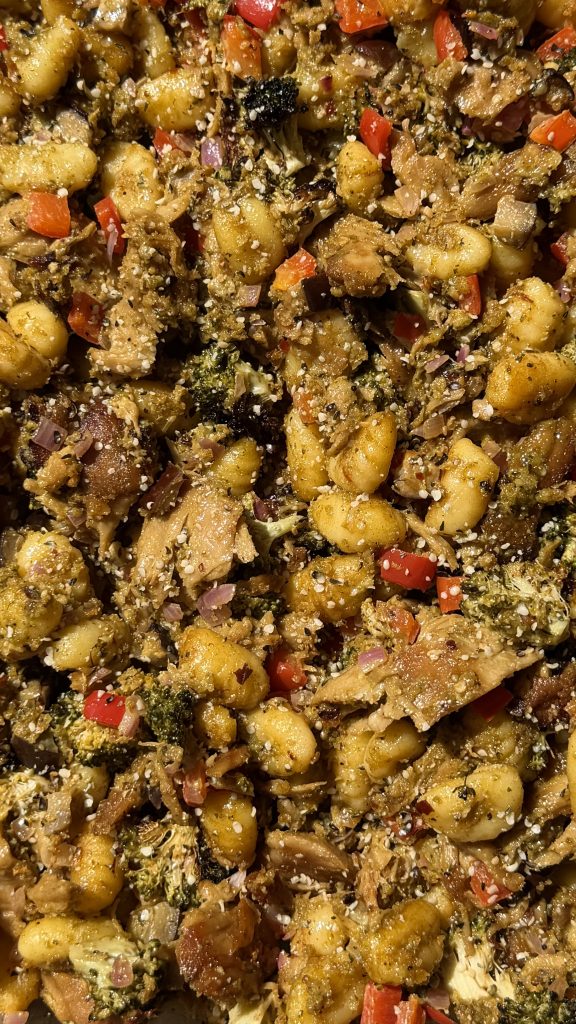 High Protein Pesto Gnocchi Tray Bake