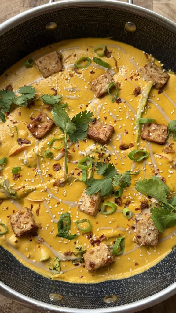 Carrot Red Curry with Tofu and Mixed Veg