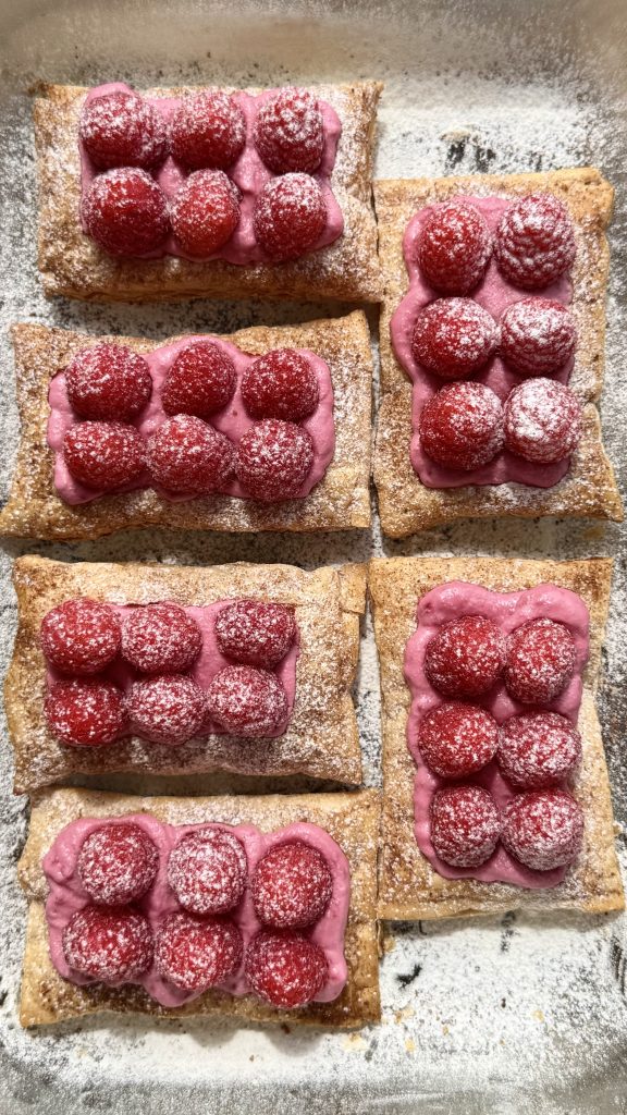Raspberry Cream Puff Pastry Tarts