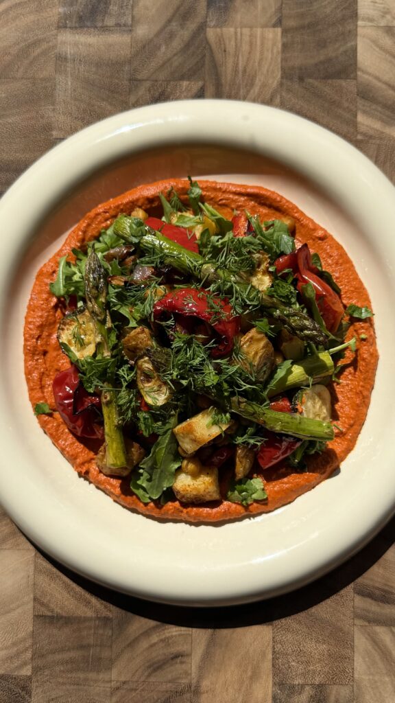 Spring Romesco Roasted Vegetable Salad